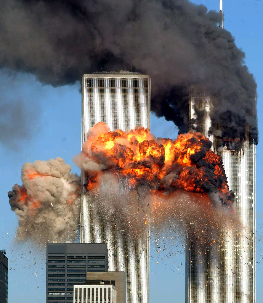 These are the twin towers after they got hit by the two hijacked planes. Photo Via: Flickr