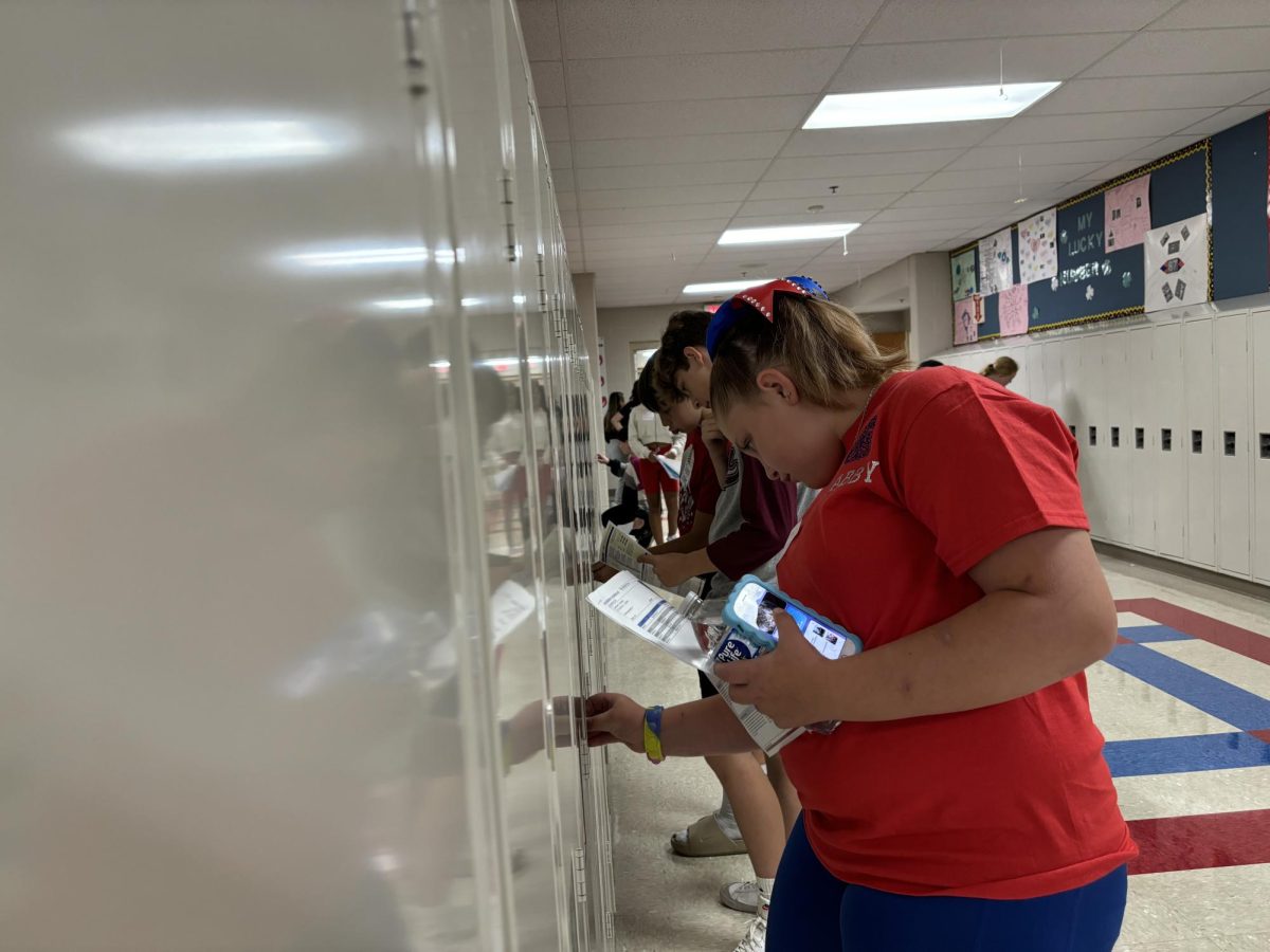 Sixth graders opening their locker!