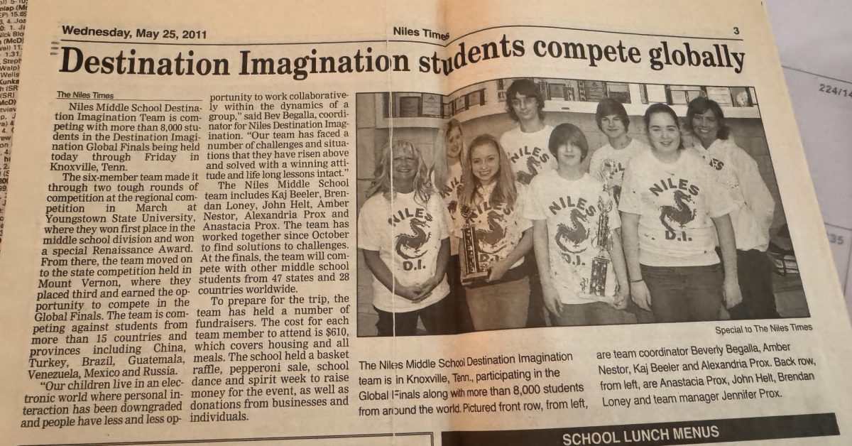 A blast from the past. I found this while cleaning out my folders and thought how perfect to add to the article. From the Niles Times 2011.